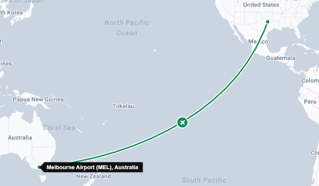 Dallas (DFW) → Melbourne (MEL) Dallas (DFW) → Melbourne (MEL)