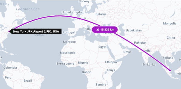 New York (JFK) → Singapore (SIN) New York (JFK) → Singapore (SIN)