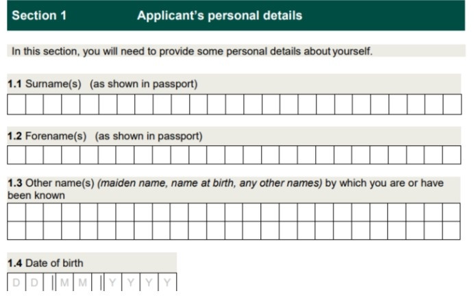 Application form Application form